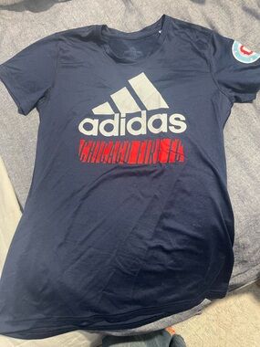 adidas Navy Tee with White Logo and Red Chicago Fire Text